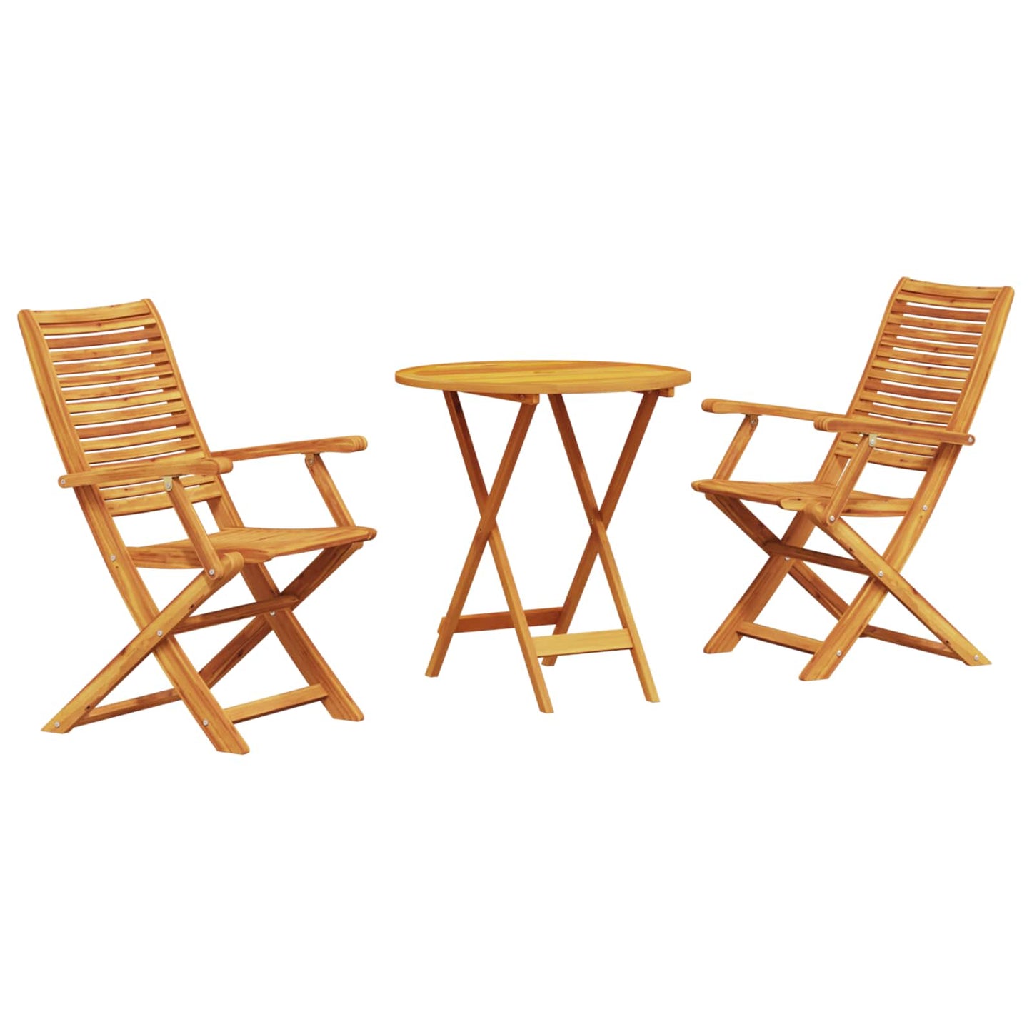 Set Bistro Pieghevole 3 pcs Marrone Legno di Acacia Massello | homemem39