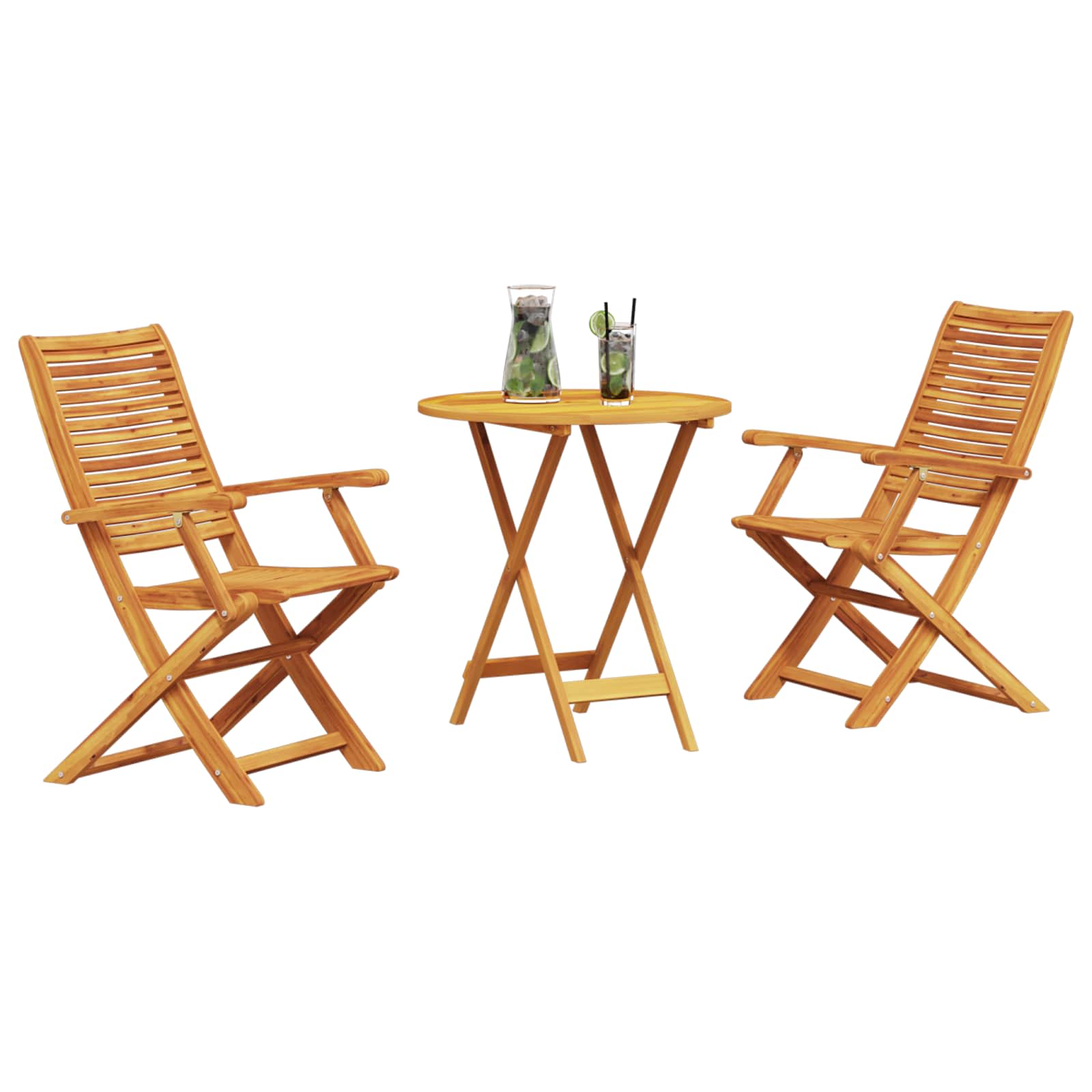 Set Bistro Pieghevole 3 pcs Marrone Legno di Acacia Massello | homemem39