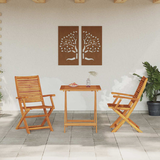 Set Bistro Pieghevole 3 pcs Marrone Legno di Acacia Massello | homemem39
