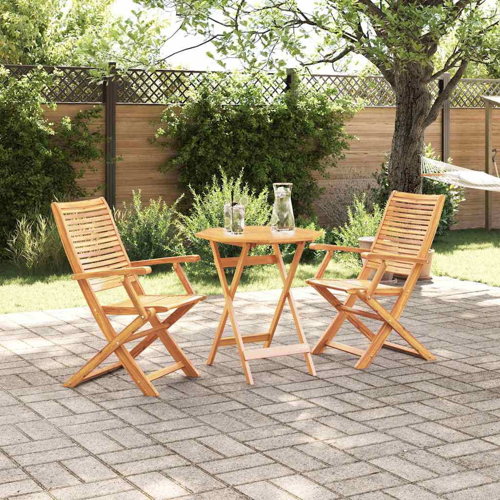 Set Bistro Pieghevole 3 pcs Marrone Legno di Acacia Massello | homemem39
