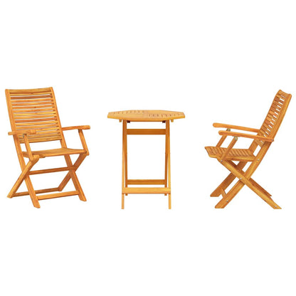 Set Bistro Pieghevole 3 pcs Marrone Legno di Acacia Massello | homemem39