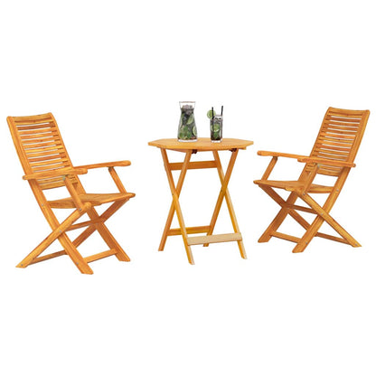 Set Bistro Pieghevole 3 pcs Marrone Legno di Acacia Massello | homemem39