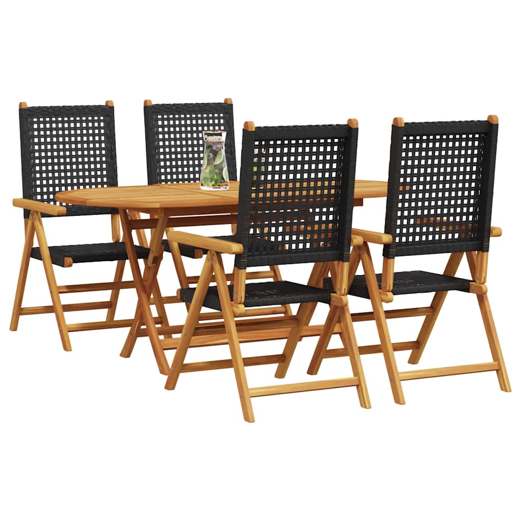 Set da Pranzo per Giardino 5 pcs Nero