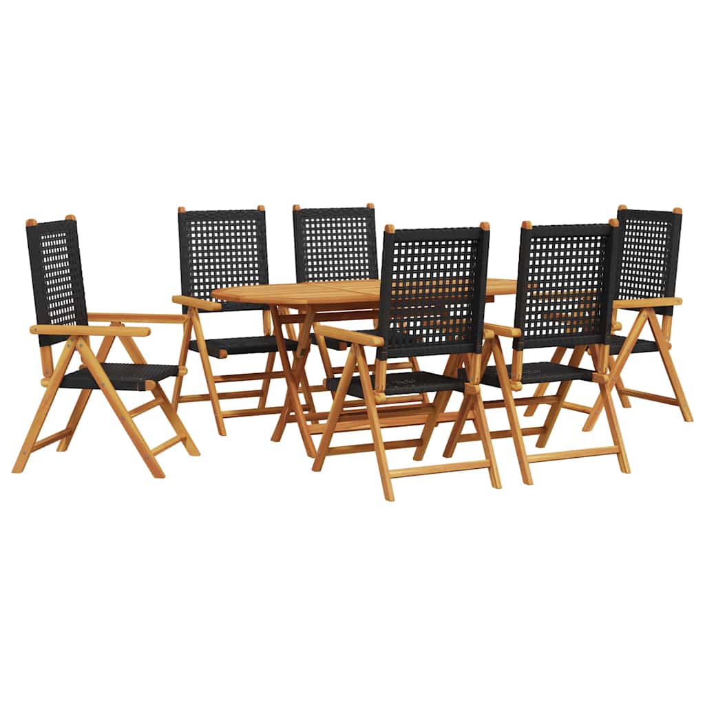 Set da Pranzo per Giardino 7 pcs Nero