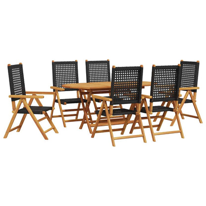 Set da Pranzo per Giardino 7 pcs Nero