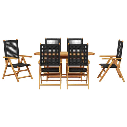 Set da Pranzo per Giardino 7 pcs Nero