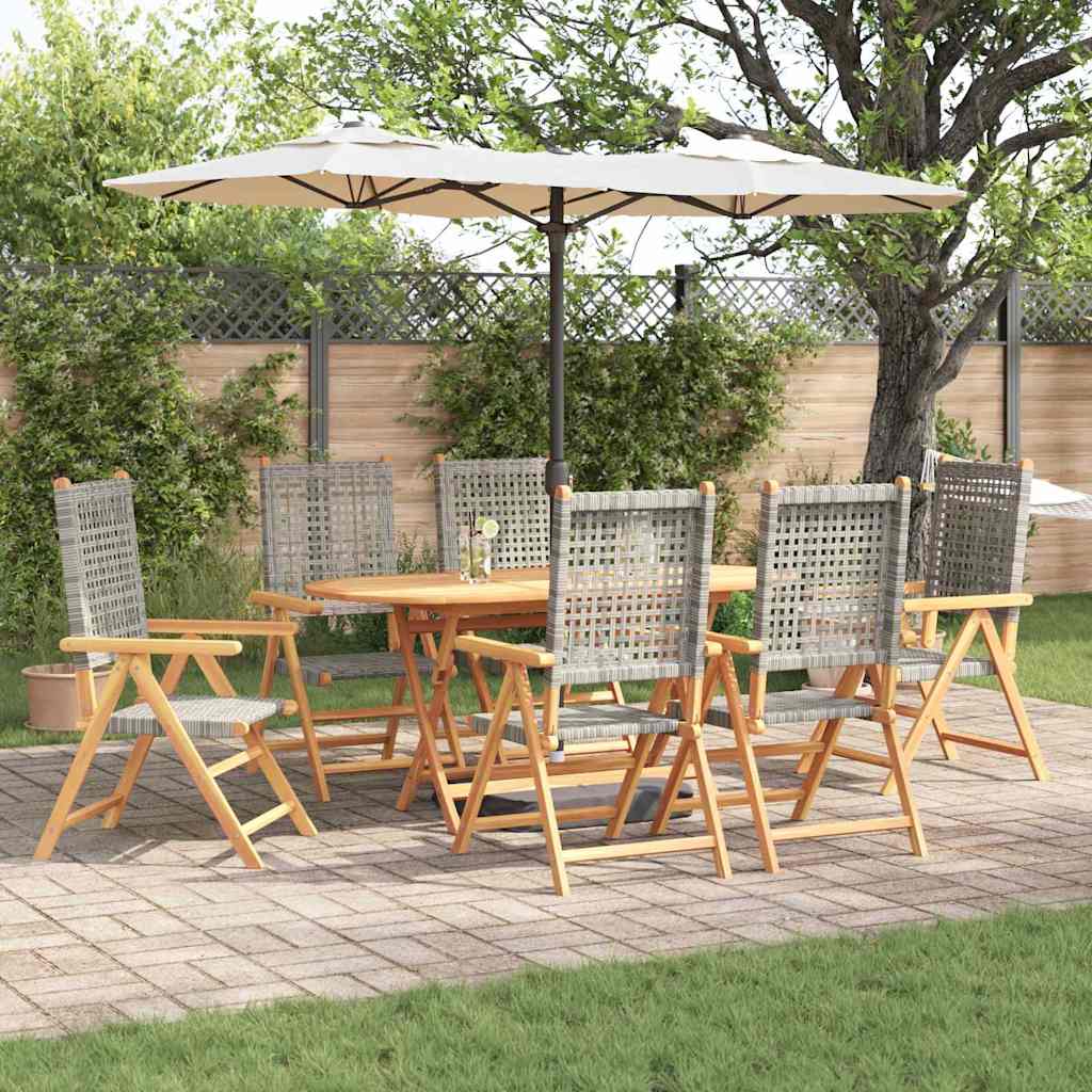 Set da Pranzo per Giardino 7 pcs Grigio