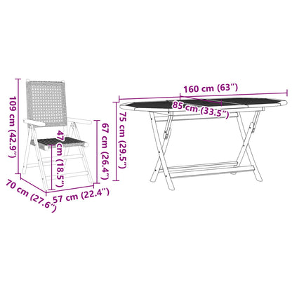 Set da Pranzo per Giardino 7 pcs Grigio