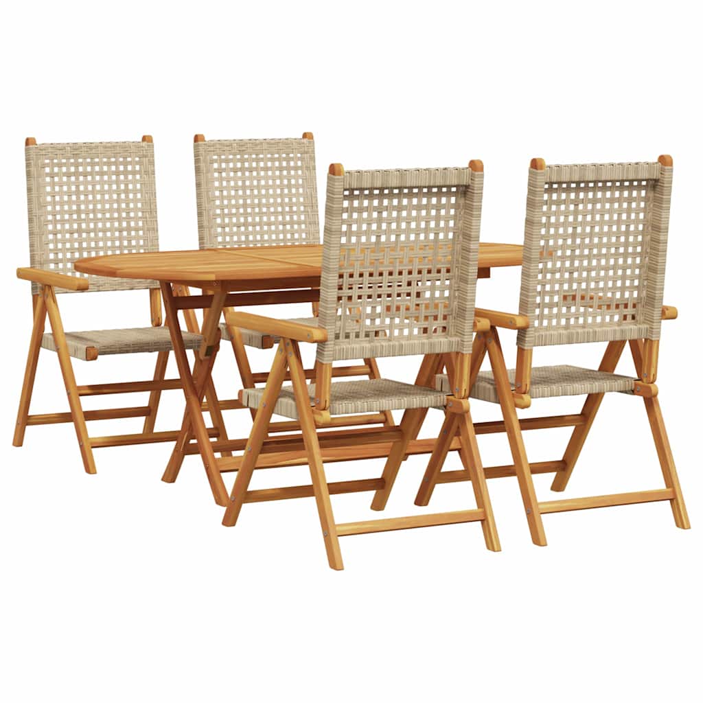 Set da Pranzo per Giardino 5 pcs Beige - homemem39