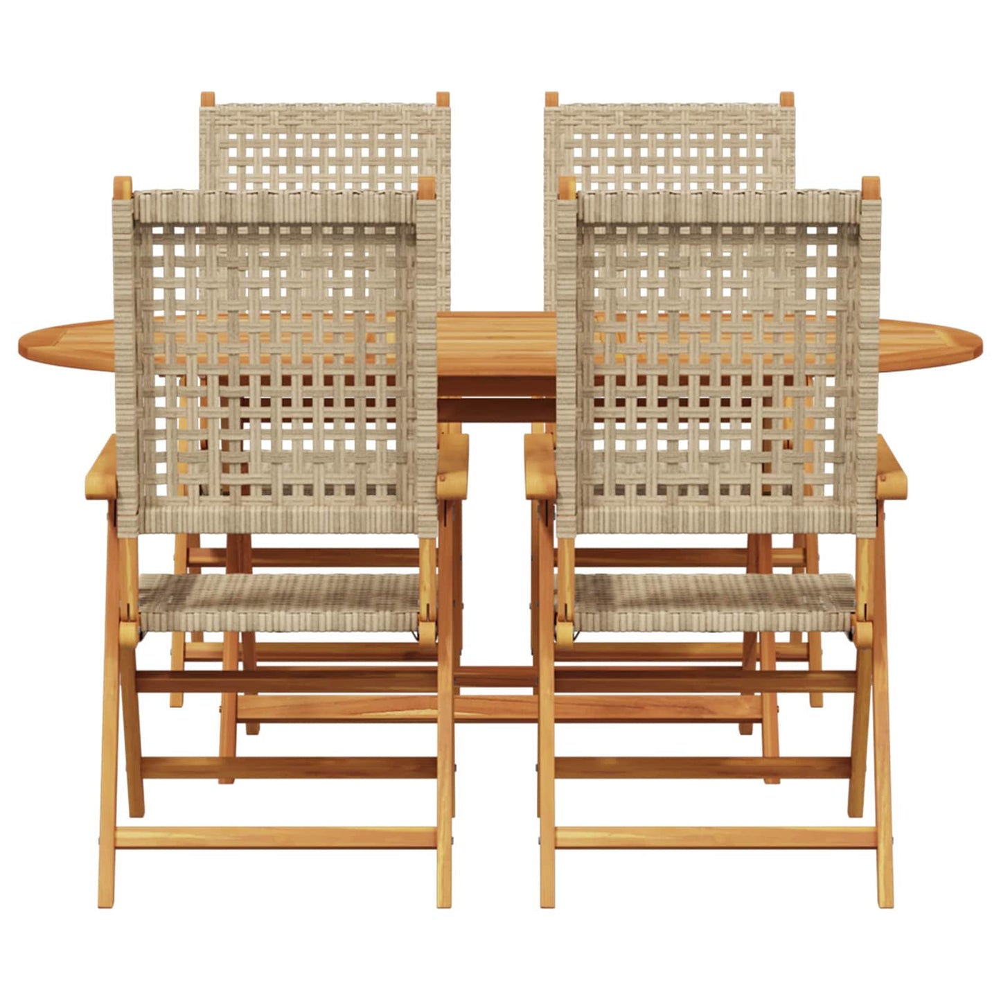 Set da Pranzo per Giardino 5 pcs Beige Legno di Acacia Massello