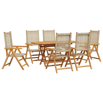 Set da Pranzo per Giardino 7 pcs Beige