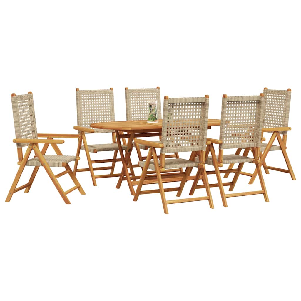 Set da Pranzo per Giardino 7 pcs Beige