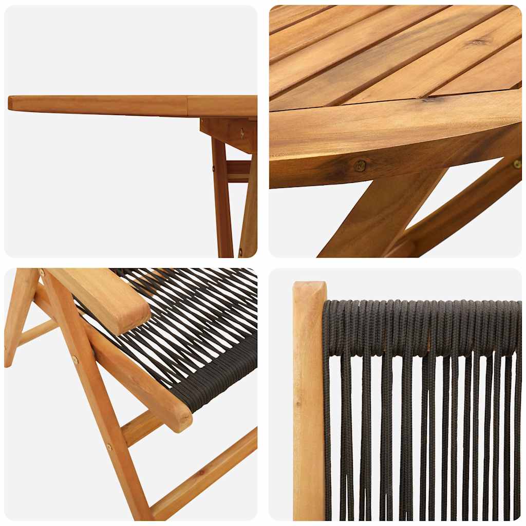 Set da Pranzo per Giardino 5 pcs Nero - homemem39