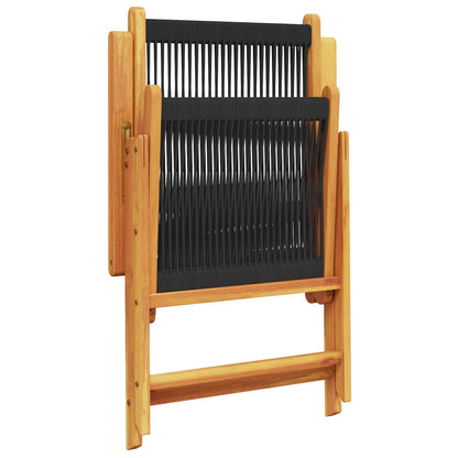 Set da Pranzo per Giardino 5 pcs Nero Legno di Acacia Massello