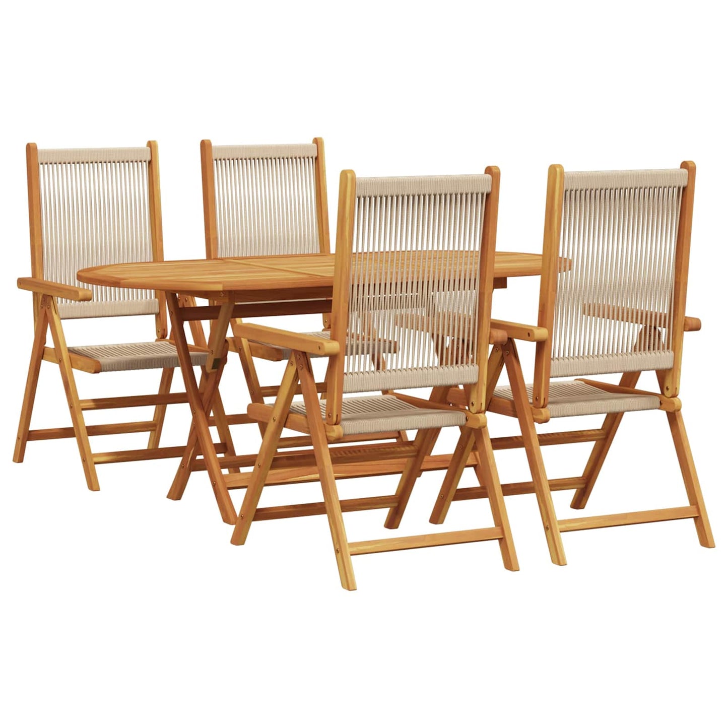 Set da Pranzo per Giardino 5 pcs Beige Legno di Acacia Massello