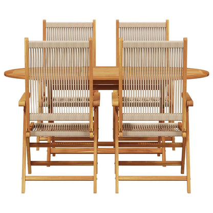 Set da Pranzo per Giardino 5 pcs Beige - homemem39