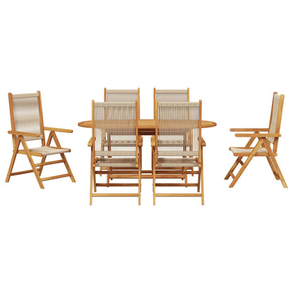 Set da Pranzo per Giardino 7 pcs Beige Legno di Acacia Massello