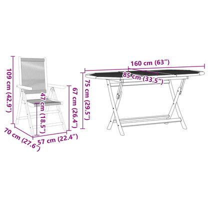 Set da Pranzo per Giardino 7 pcs Beige Legno di Acacia Massello