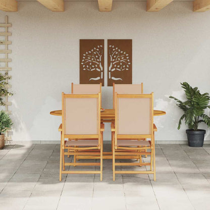 Set da Pranzo per Giardino 5 pcs Beige Legno di Acacia Massello