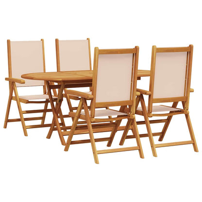 Set da Pranzo per Giardino 5 pcs Beige Legno di Acacia Massello