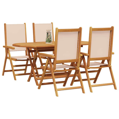 Set da Pranzo per Giardino 5 pcs Beige Legno di Acacia Massello
