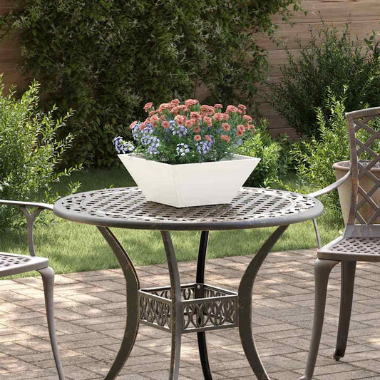 Vaso a Ciotola da Giardino Bianco 35 x 35 x 15 cm Acciaio