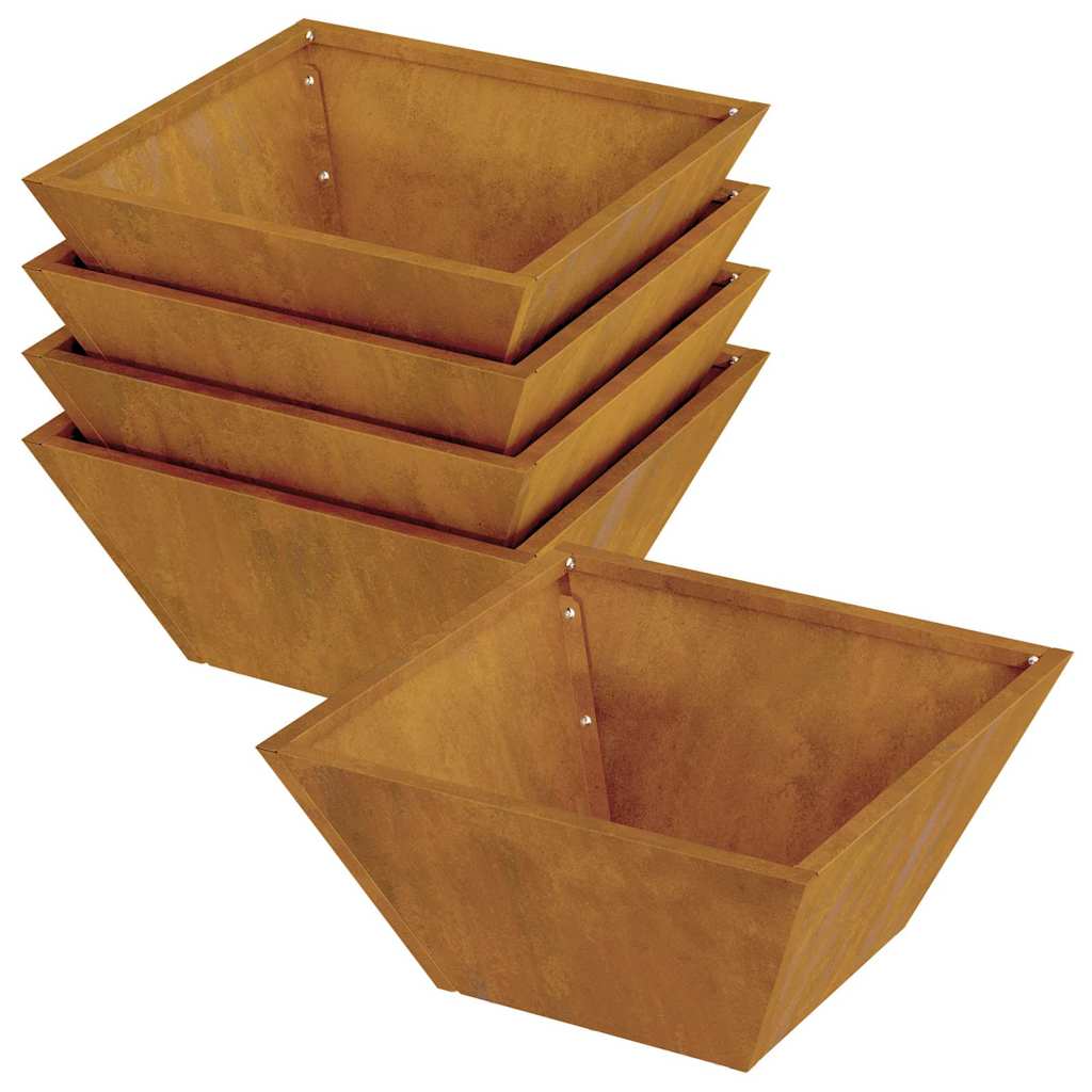 Vaso a Ciotola da Giardino 5 pcs Ruggine 35 x 35 x 15 cm