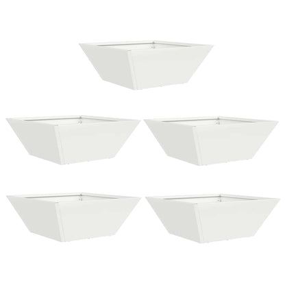 Vaso a Ciotola da Giardino 5 pcs Bianco 40 x 40 x 15 cm Acciaio