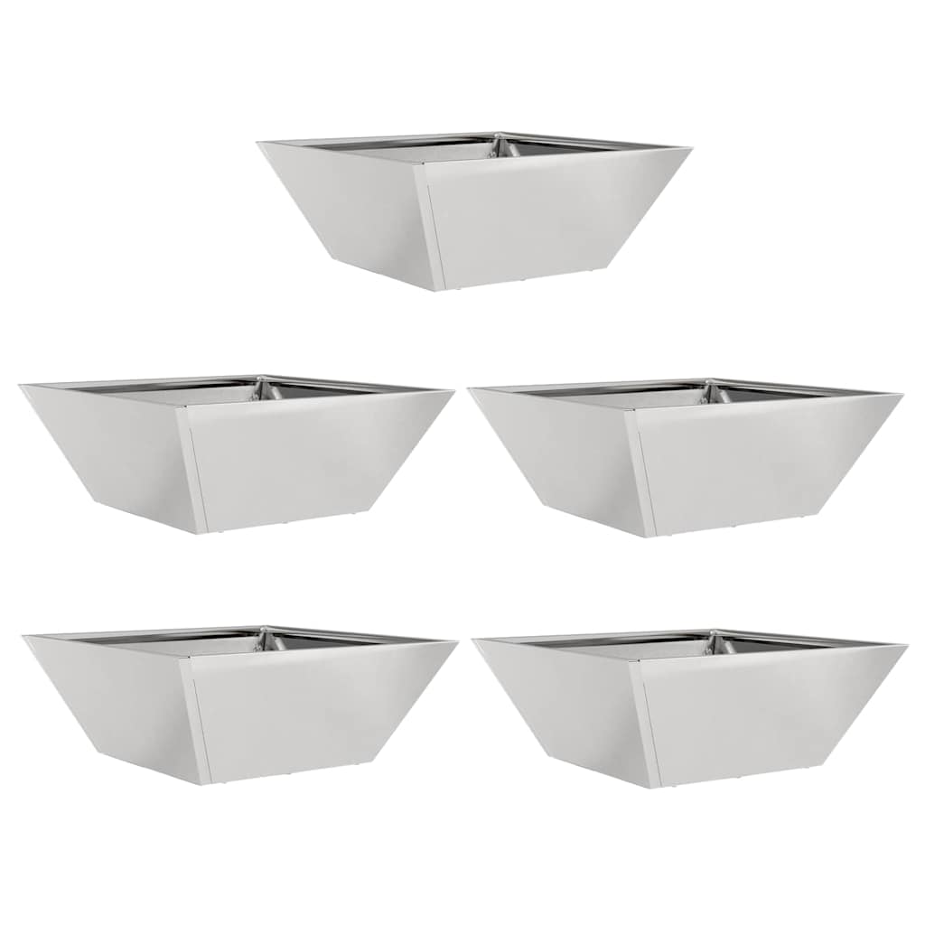 Vaso a Ciotola da Giardino 5 pcs Argento 40 x 40 x 15 cm
