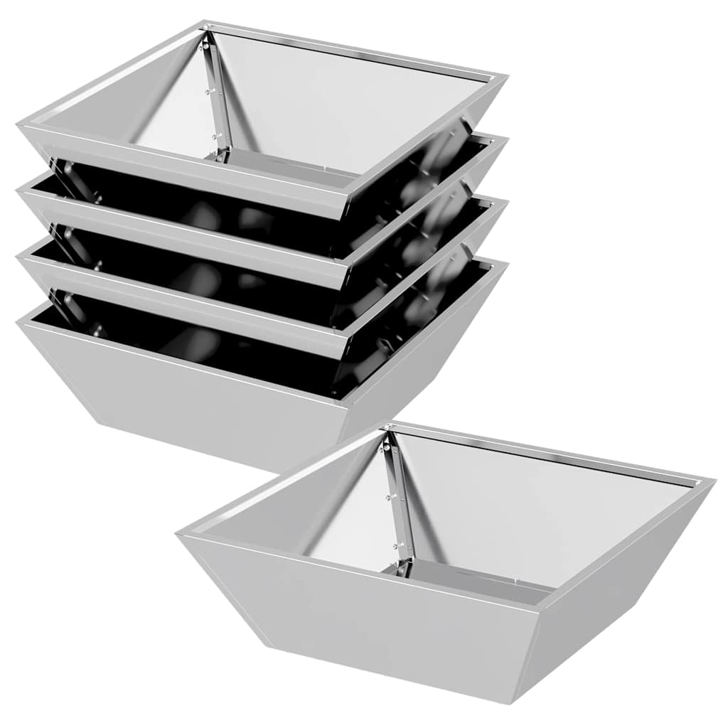 Vaso a Ciotola da Giardino 5 pcs Argento 50 x 50 x 15 cm