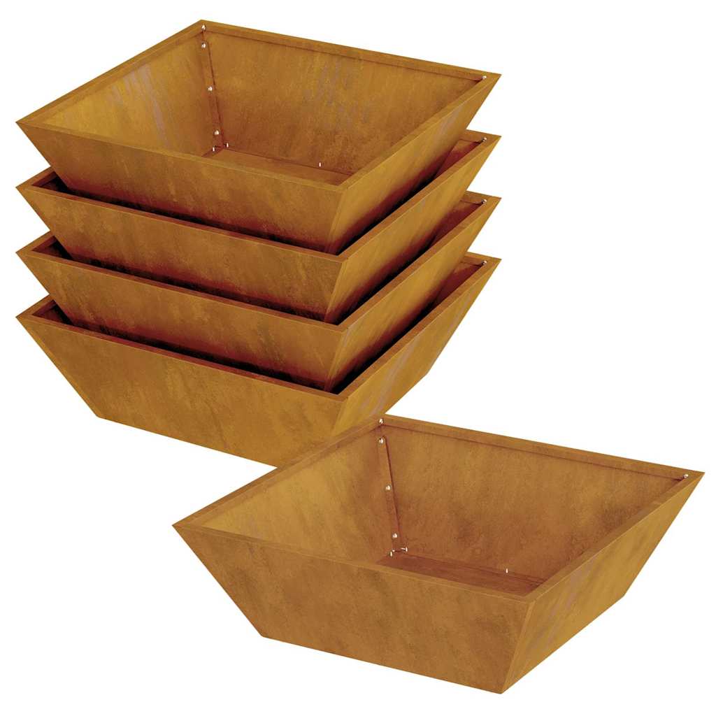 Vaso a Ciotola da Giardino 5 pcs Ruggine 50 x 50 x 15 cm