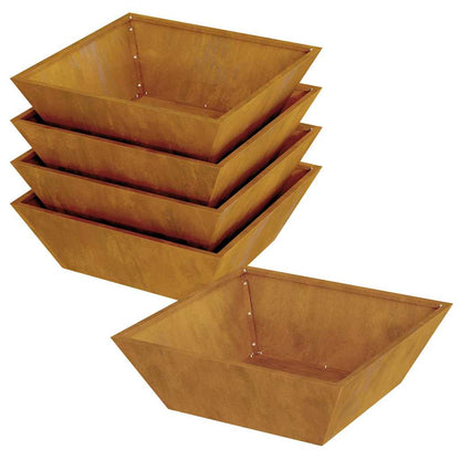 Vaso a Ciotola da Giardino 5 pcs Ruggine 50 x 50 x 15 cm