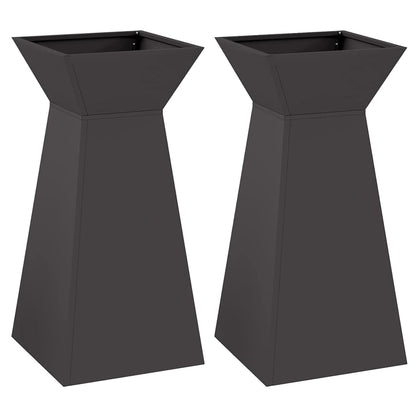 Vaso a Pilastro 2 pcs Nero 35 x 35 x 73 cm Acciaio