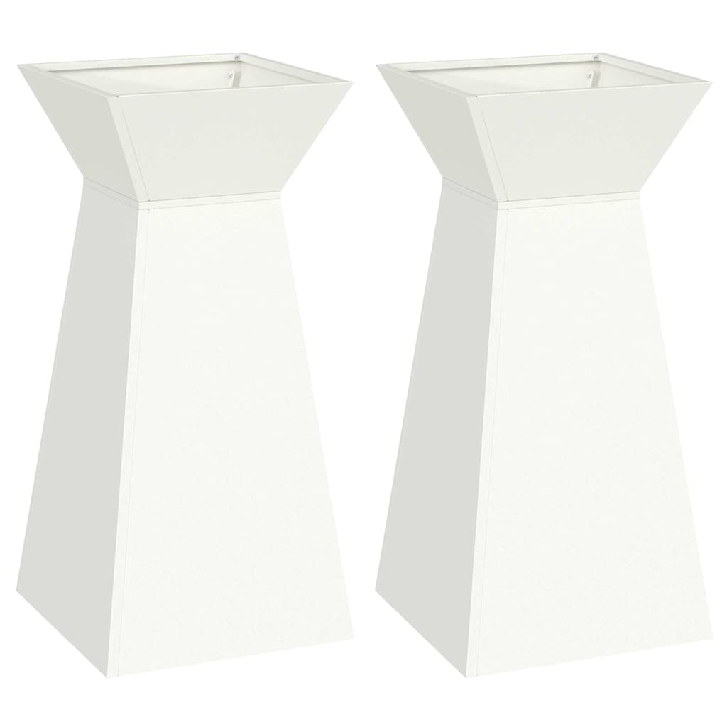 Vaso a Pilastro 2 pcs Bianco 35 x 35 x 73 cm Acciaio