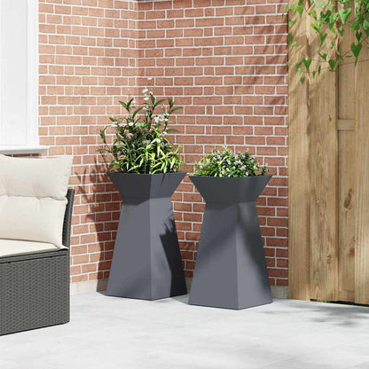 Vaso a Pilastro 2 pcs Antracite 35 x 35 x 73 cm Acciaio