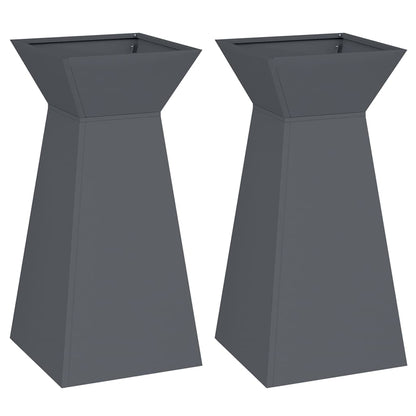 Vaso a Pilastro 2 pcs Antracite 35 x 35 x 73 cm Acciaio