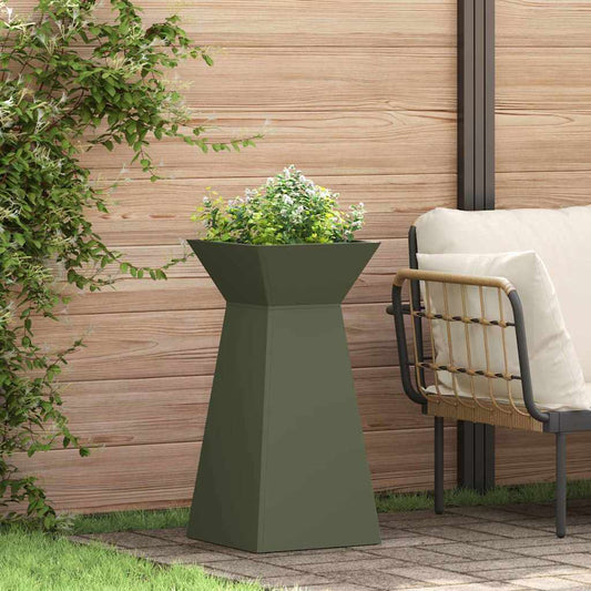 Vaso a Pilastro 2 pcs Oliva 35 x 35 x 73 cm Acciaio