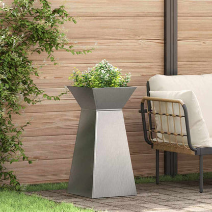 Vaso a Pilastro Argento 35 x 35 x 73 cm Acciaio