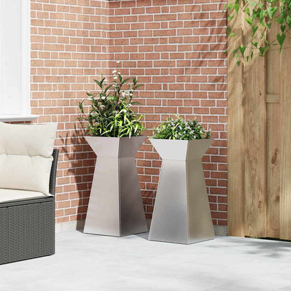 Vaso a Pilastro 2 pcs Argento 35 x 35 x 73 cm Acciaio