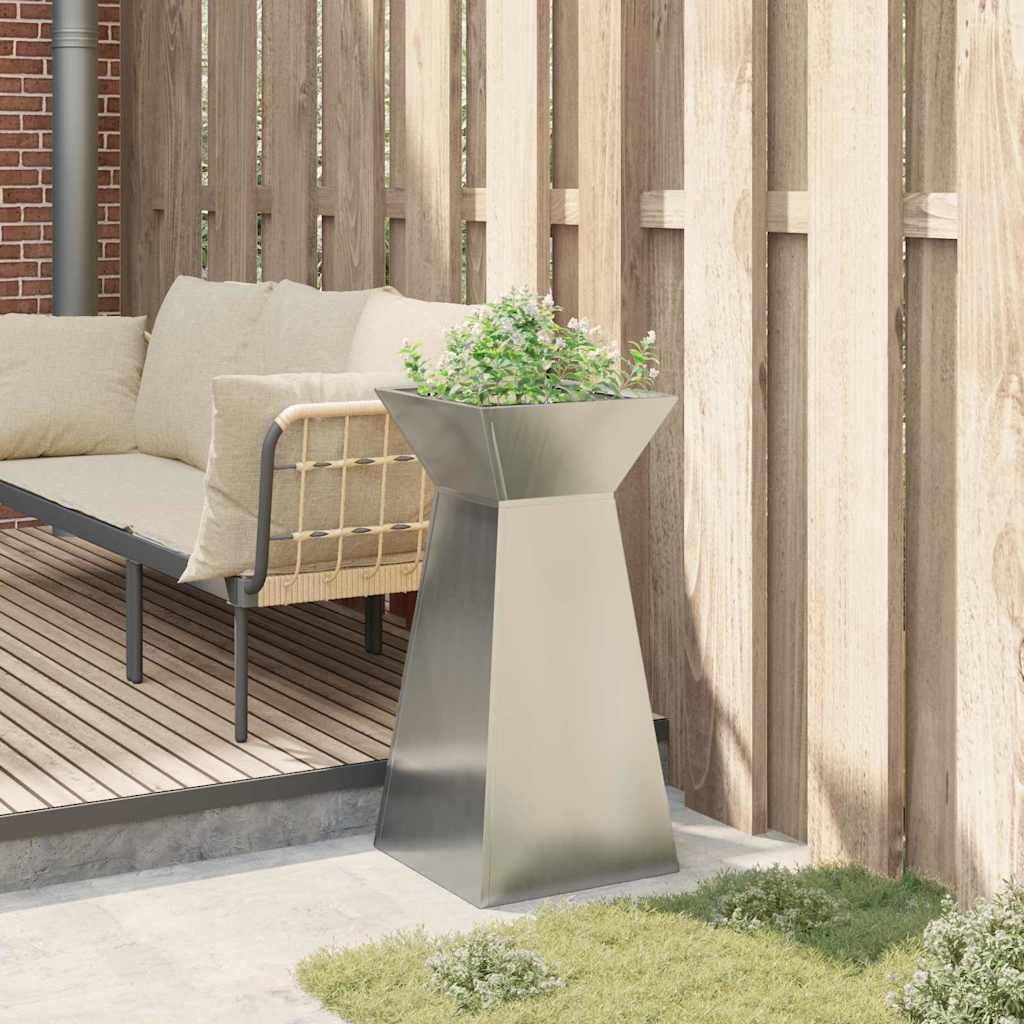 Vaso a Pilastro Argento 35 x 35 x 73 cm Acciaio