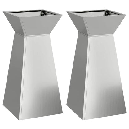 Vaso a Pilastro 2 pcs Argento 35 x 35 x 73 cm Acciaio