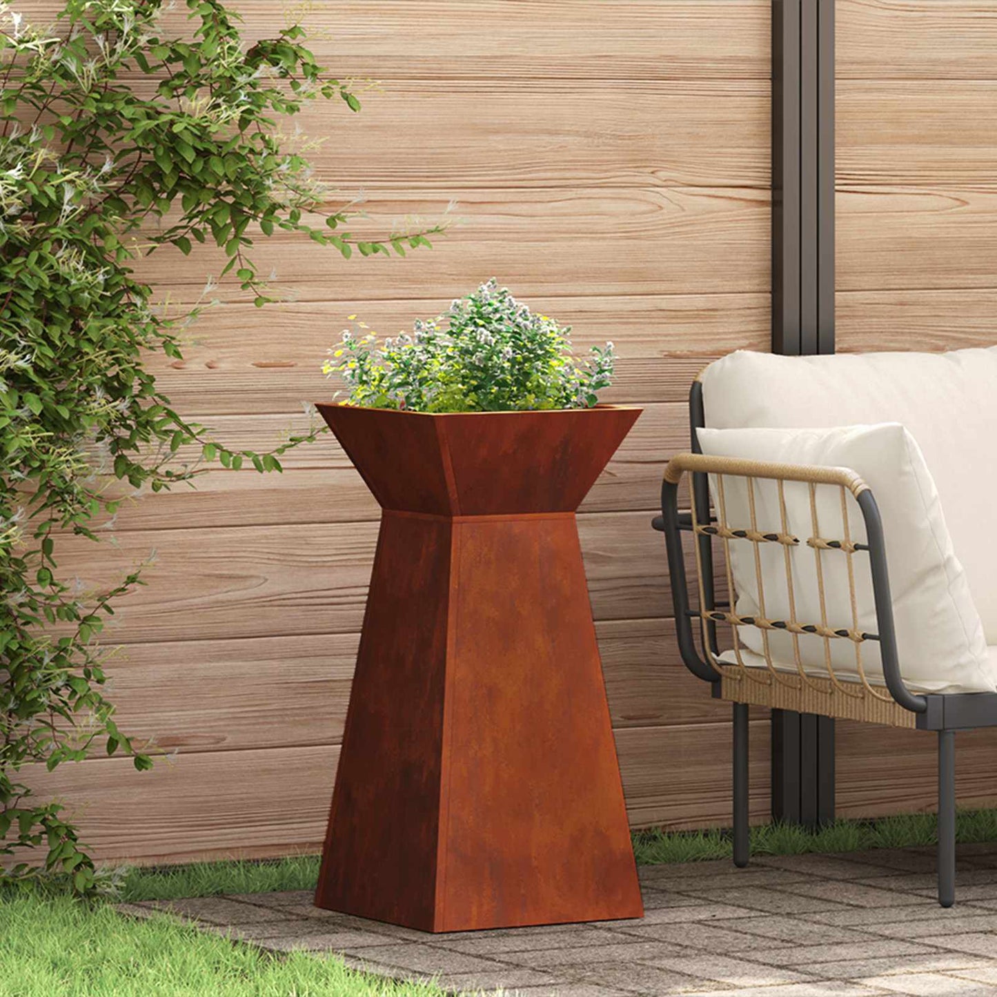 Vaso a Pilastro 2 pcs Argento 35 x 35 x 73 cm | homemem39