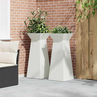 Vaso a Pilastro 2 pcs Bianco 40 x 40 x 100 cm Acciaio
