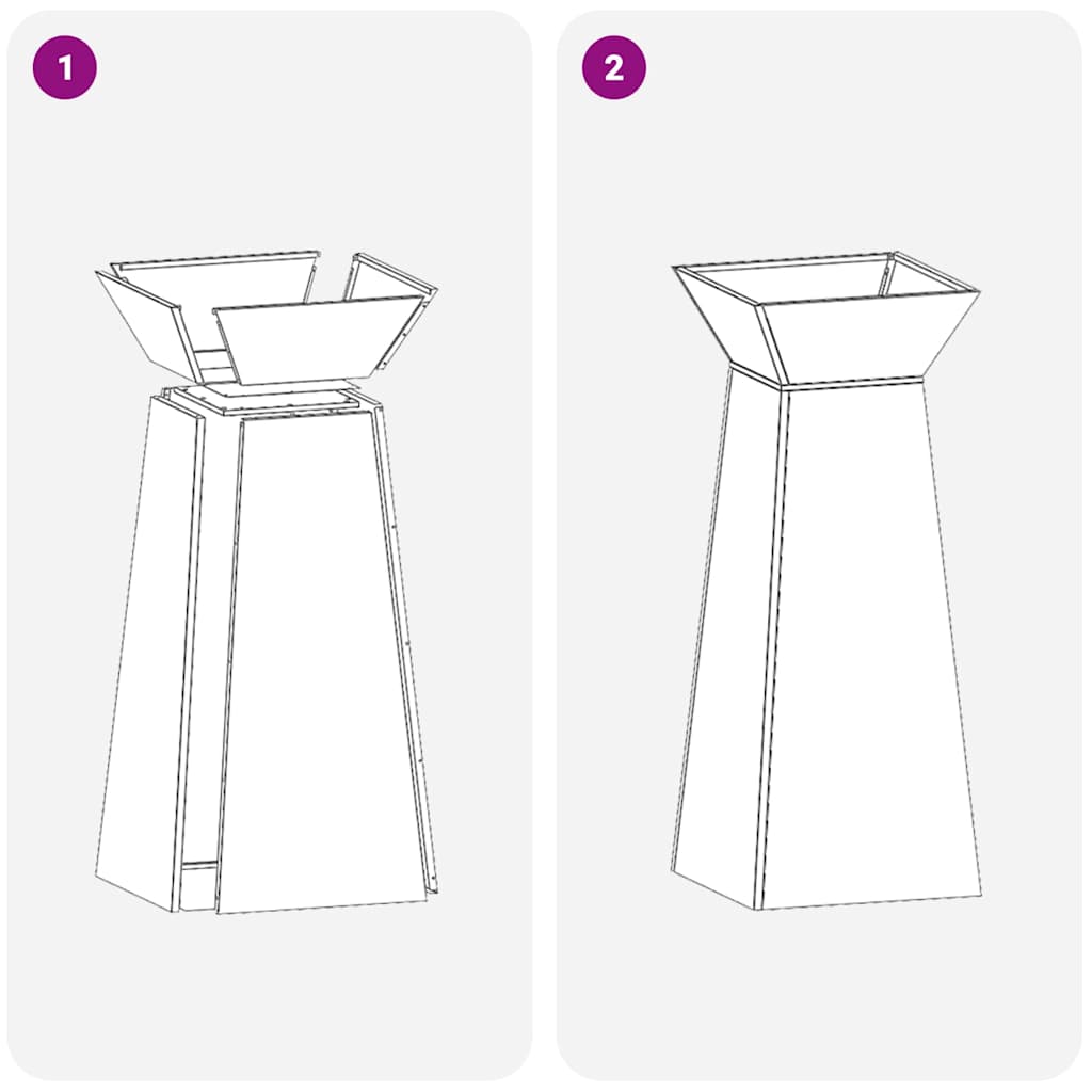 Vaso a Pilastro Antracite 40 x 40 x 100 cm Acciaio