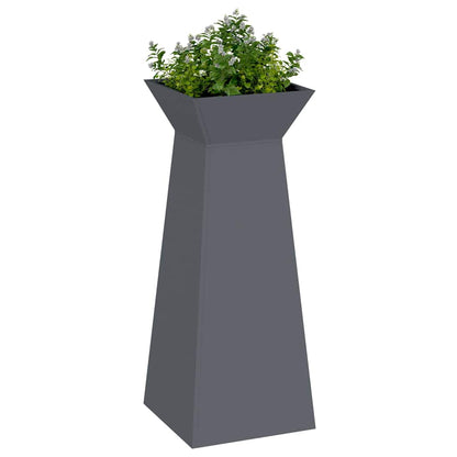 Vaso a Pilastro 2 pcs Antracite 40 x 40 x 100 cm Acciaio