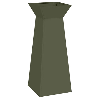 Vaso a Pilastro 2 pcs Oliva 40 x 40 x 100 cm Acciaio