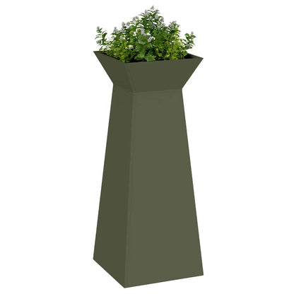 Vaso a Pilastro 2 pcs Oliva 40 x 40 x 100 cm Acciaio