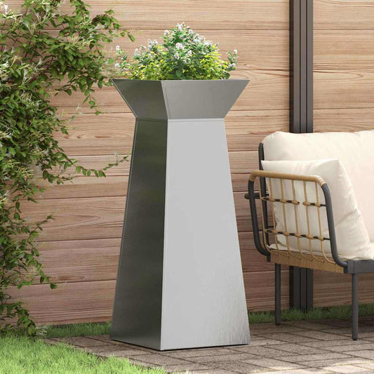 Vaso a Pilastro 2 pcs Argento 40 x 40 x 100 cm Acciaio