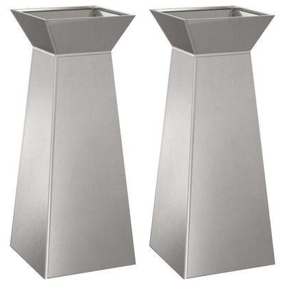 Vaso a Pilastro 2 pcs Argento 40 x 40 x 100 cm Acciaio