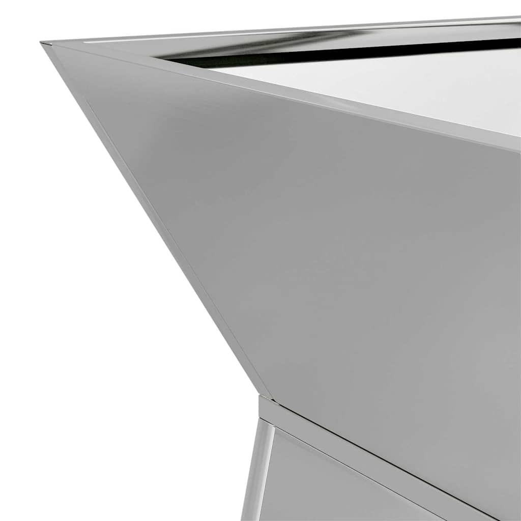 Vaso a Pilastro Argento 40 x 40 x 100 cm Acciaio